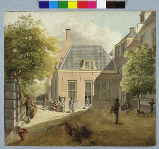 31573 Gezicht op de binnenplaats van het Gereformeerd Burgerweeshuis te Utrecht tussen de Springweg (links buiten ...